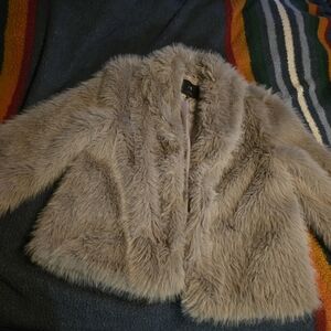 Faux Fur Jacket in Beige